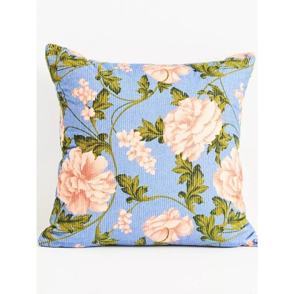 Anthropologie Celia Velvet Cord Floral Pillow 18 In By 18 In